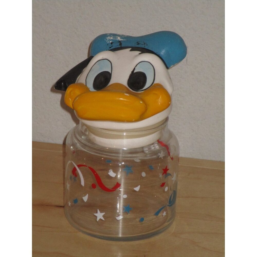 Vintage Donald Duck Face Candy Jar Walt Disney Character 6”x 4” Good Pre Owned